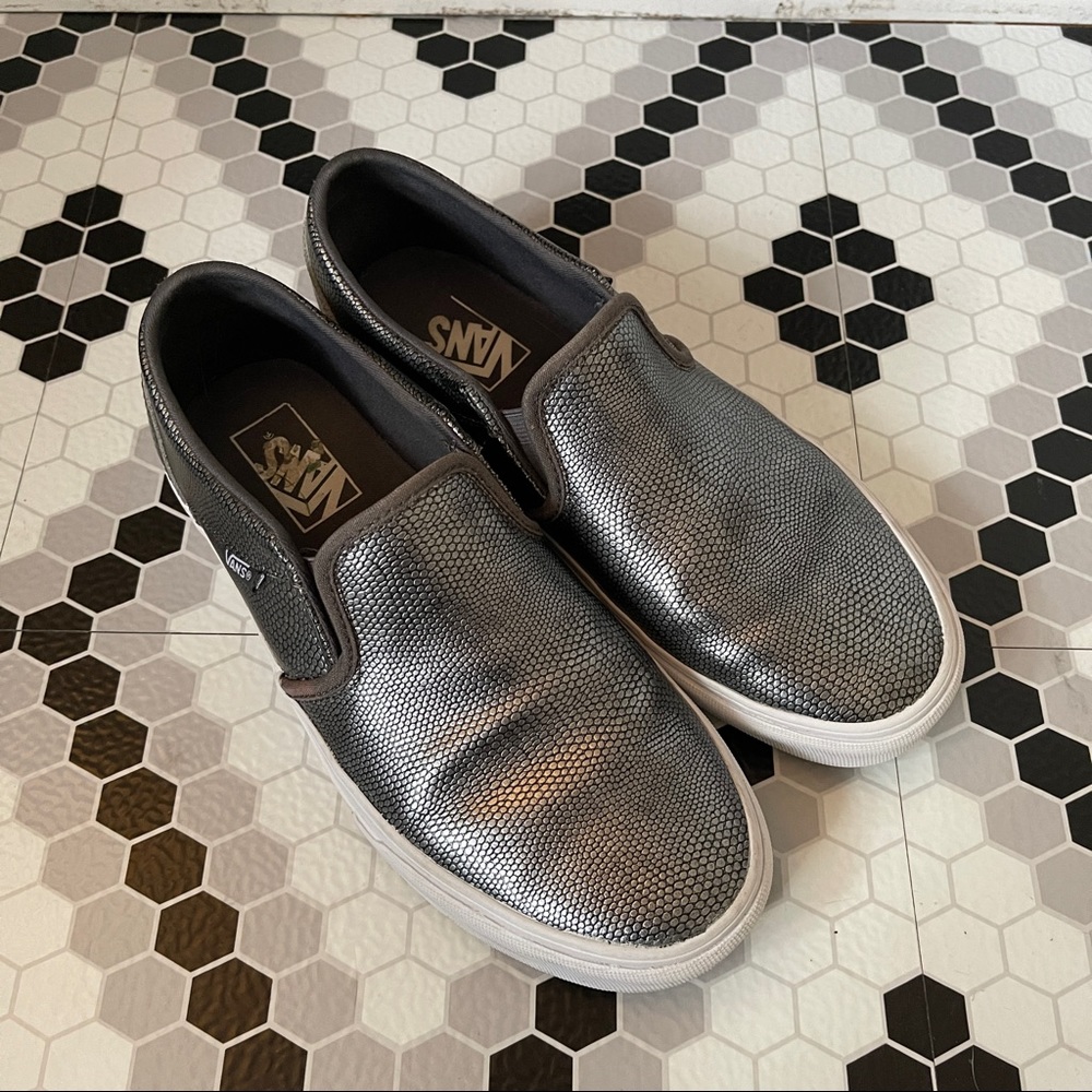 Silver Vans Slip-ons